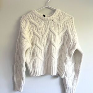 Divided White Cable Knit Sweater